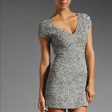 Parker Dresses | Parker Beaded Cap Sleeve Mini Dress | Color: Gray/Silver | Size: S