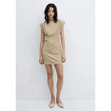 MANGO - Pleated Sleeve Dress Beige - 2 - Women