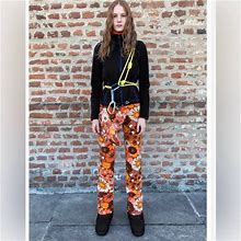 Zara Pants & Jumpsuits | Zara Retro Floral Stretchy Pants | Color: Orange/Pink | Size: S