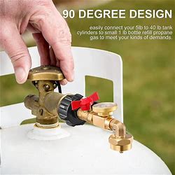 QCC1 Propane Refill Elbow Adapter With Propane Tank Gauge, 90 Degrees Propane Refill Adapter With ON-Off Control Valve