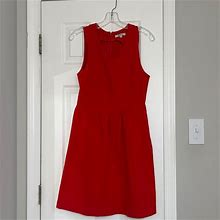 Madewell Dresses | Red Madewell Sleeveless Pleated Sheath Knee Length Dress | Color: Red | Size: S