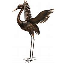 Regal Art & Gift Bronze Crane With Wings Up Garden Decor