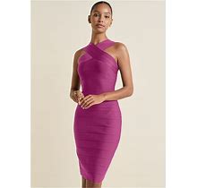 Women's Cross-Neck Bandage Dress - Dark Pink, Size 1X By Venus