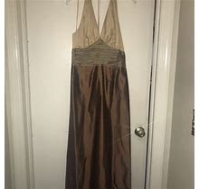 Talbots Dresses | Elegant, Long, Silk Halter Dress | Color: Cream/Tan | Size: 10
