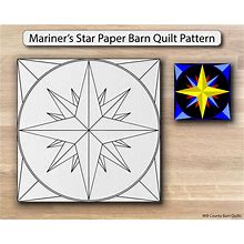 Mariner's Star Paper Printed Barn Quilt Pattern (Sizes)