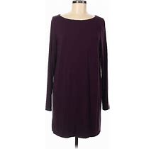 Eileen Fisher Casual Dress - Shift: Burgundy Print Dresses - Women's Size Medium