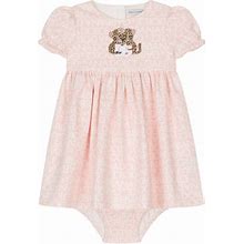 Dolce & Gabbana Kids - Logo-Print Leopard-Appliqué Flared Dress - Kids - Cotton - 12-18 - Pink