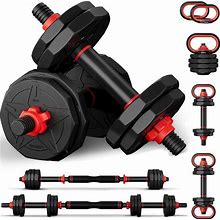 PINROYAL 4 in 1 Adjustable Dumbbell Set, 50LB/70LB/90LB Free Weights Dumbbells Set With Connecting Rod Used As Barbell, Non-Slip Handles & Base For