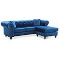 Glory Furniture Nola Velvet Sofa Chaise In Navy Blue