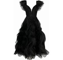 Ana Radu - Fully-Ruffled Maxi Dress - Women - Polyester - L - Black