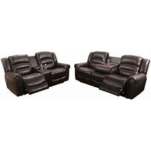 Red Barrel Studio® Carrion 2 Piece Faux Leather Reclining Living Room Set Faux Leather In Brown | 40 H X 85 W X 41.5 D In | Wayfair Living Room Sets