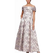Alex Evenings Women's Long Printed Formal Ballgown, Mother Of The Bride Dress With Pockets