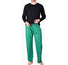 SLEEPHERO Knit Pajamas In Black With Evergreen At Nordstrom Rack, Size Small
