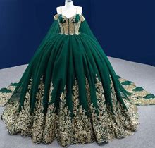 Green Quinceanera Dress Green Ballgown Dress Green And Gold Wedding Dress