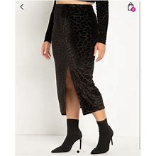 Eloquii Skirts | Eloquii Burnout Maxi Skirt With Side Slit | Color: Black | Size: 24