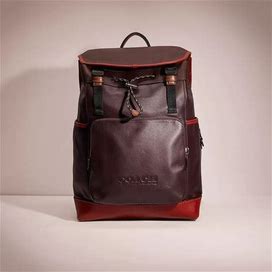 Coach Restored League Flap Backpack In Colorblock - Black Copper/Oxblood