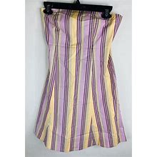 Gap Womens Dress 2 Purple Striped Strapless A Line Cotton Blend Stretch