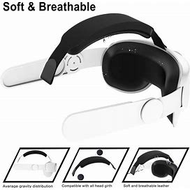 Elite Strap Compatible For Quest 2, VR Game Headstrap Adjustable VR Headset Accessories For Replacement Comfort Support PU Surface,Temu