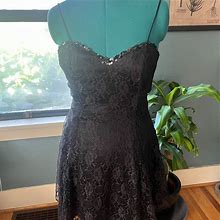 Gunne Sax Dresses | Vintage 80S Gunne Sax Black Lace, Sequin, Tulle Formal A-Line Dress Medium | Color: Black | Size: M
