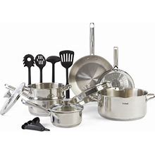 T-Fal Cook & Strain Stainless Steel Cookware Set, 14 Piece Set, Dishwasher Safe