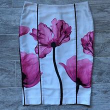 Blair Stanley Skirts | Women's Blair Stanley White Floral Pencil Skirt Custom Waist 30 Inch | Color: White | Size: M