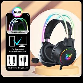 ONIKUMA Gaming Headset With Mic,With RGB Aluminum Frame, Surround Sound, Compatible With PC Mobile Phone,Black,Must-Have,Temu