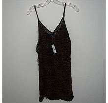 Kendall & Kylie Pacsun S Brown Leopard Print Side Tie V-Neck Cami Dress NWT