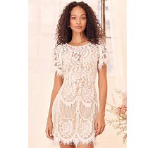 White Lace Short Sleeve Dress | Womens | Small (Available In XS, M, L, XL) | Lulus Exclusive | Cocktail Dresses | Dresses | Holiday Dresses