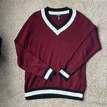Forever 21 Sweaters | Forever21 Men Wine Red Dress Cardigan. Size Large | Color: Black/Red | Size: L