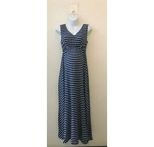 Maternity Navy Knit Dress Soft & Long With Tie In Back $29.99 Retail