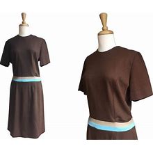 Vintage 60S Shift Dress - Stewardess - Mod Brown Dress - Neusteters - M L