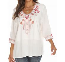 Grosy Bohemian Embroidered Tops For Women, Hippie Clothes, Mexican Peasant Blouses, Traditional Boho Clothing Tunic Shirts