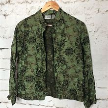 Chico's Tops | Vintage Chicos Green Floral Kimono Style Top | Color: Green | Size: S