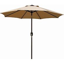 Blissun 9' Outdoor Market Patio Umbrella With Push Button Tilt And Crank, Tan