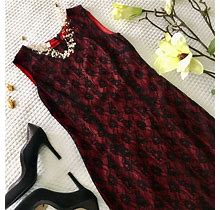 Petite Sophisticate Dresses | Lace Cocktail Dress | Color: Black/Red | Size: 2