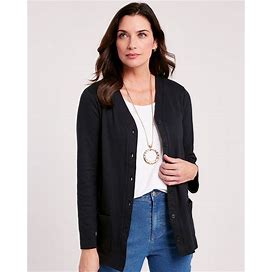 Blair Women's Essential Button Front Jacket - Black - L - Misses
