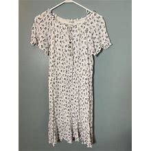 Naif Anthropologie Dress Cottage Core White W/ Navy Floral Petite Size