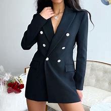 Zara Jackets & Coats | Black Rhinestone Button Blazer S | Color: Black | Size: S