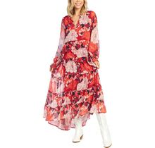 Mud Pie Simone Womens Maxi Dress, Large, Red Floral
