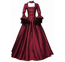 Uppada Women's Gothic Dresses Long Sleeve Plus Size Ball Gown Vintage Long Dresses Halloween Costumes For Women