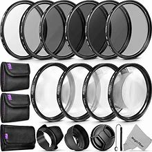 Goja 58mm Complete Lens Filter Accessory Kit Uv Cpl Nd4 Nd2 Nd4 Nd8 And Macro Lens Set For Canon Eos 70D 77D 80D 90D Rebel T8i T7 T7i T6i T6s T6 Sl2 S