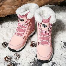 Fleece Round Toe Snow Shoes, Women's Waterproof Soft Comfortable High Top Boots Brand-New,Temu