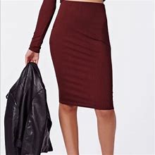 Missguided Skirts | Missguided Skinny Ribbed Midi Skirt | Color: Red | Size: Us: 4 Uk: 8 Eu: 36 Aus: 8
