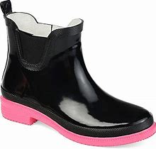 Journee Collection Tekoa Rain Boot | Women's | Black/Pink | Size 5.5 | Boots | Bootie