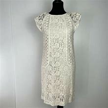 Trina Turk Dresses | Trina Turk Dress Womens 6 Knee Length Lined Embroidered Lace Boho Ivory Floral | Color: Cream | Size: 6