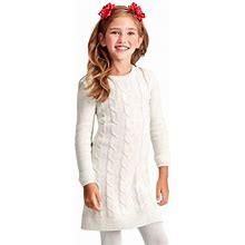 Gymboree Dresses | Gymboree Girls Cable Knit Silver Sparkle Dress 7 | Color: White | Size: 7G