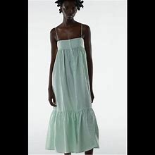 Zara Dresses | Zara Midi Dress With Stripes . | Color: Green | Size: S