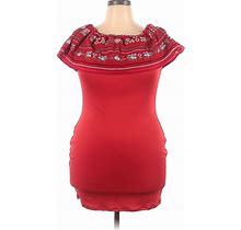 Casual Dress - Bodycon: Red Dresses - Women's Size 2X