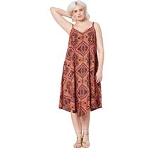 Plus Size Women's Bali Point Hem Dress By Ellos In Hot Coral Multi Print (Size 3X)