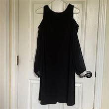 Msk Dresses | Msk Black Cocktail Dress! Flattering A-Line Silhouette. Sz. 10 Cold-Shoulder. | Color: Black | Size: 10